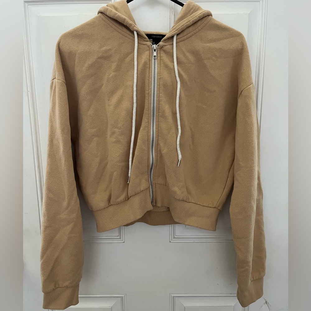 Cropped Zipped Up Hoodie